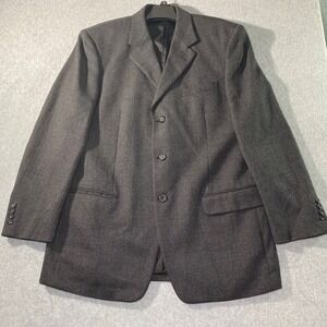 Vintage‎ 90's Botany 500 Blazer Men 44 Long Gray 100% Wool 3 Button Sport EUC